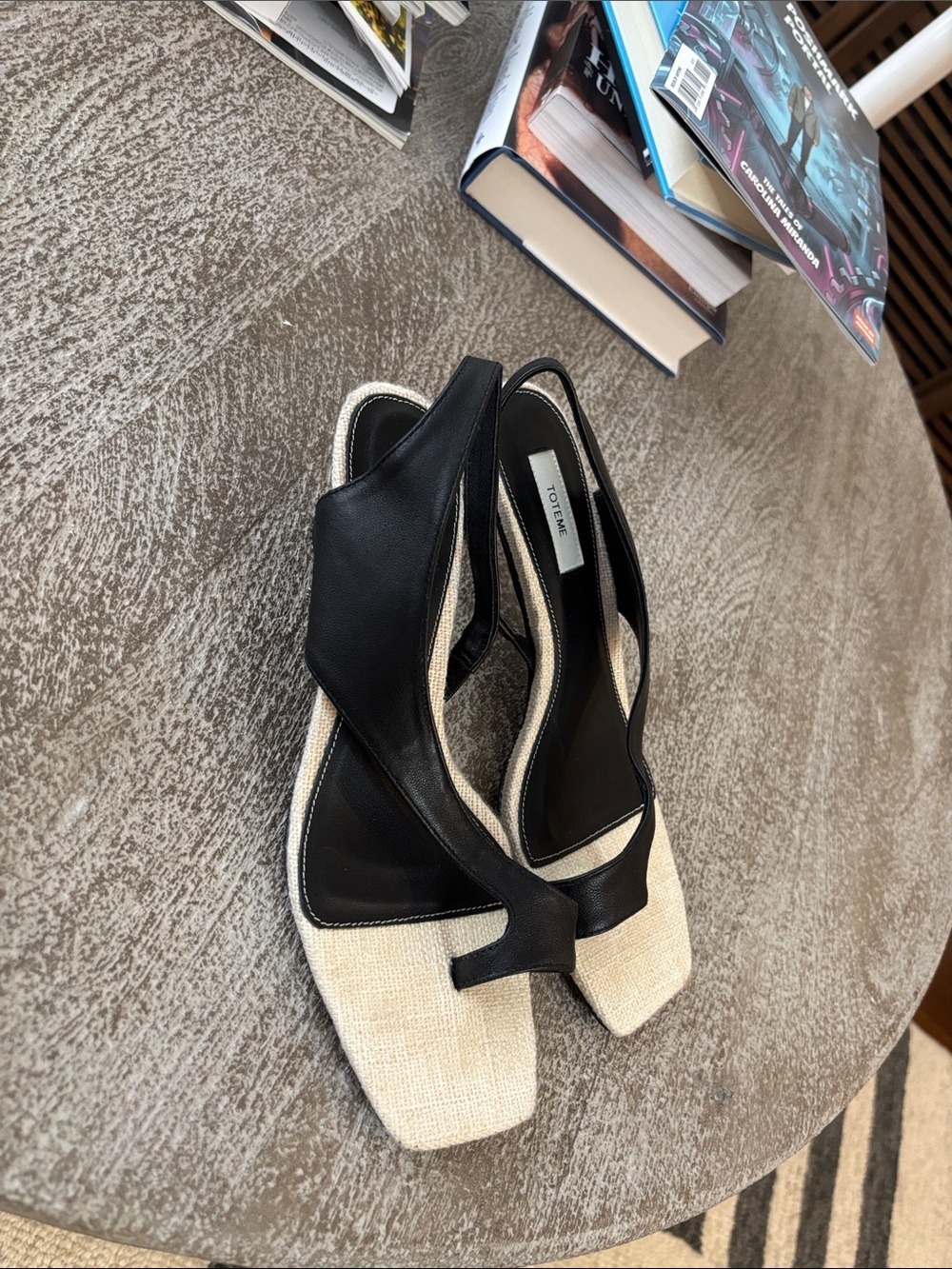Black and Natural Slingback Sandals - Picture 3 of 4